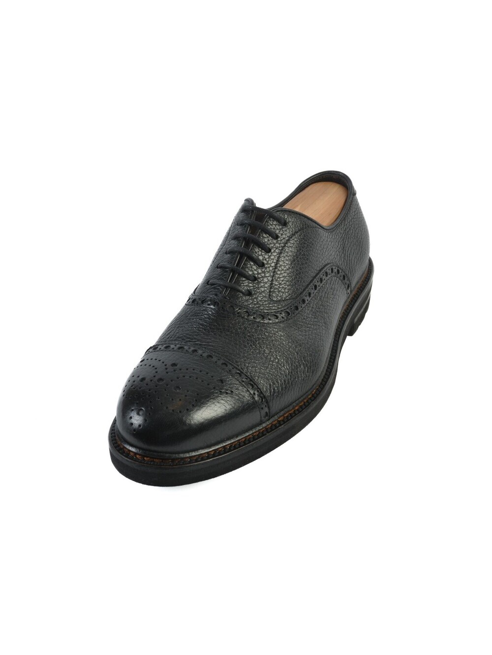Henderson Black Pebbled Leather Cap Toe Oxfords 9 36952